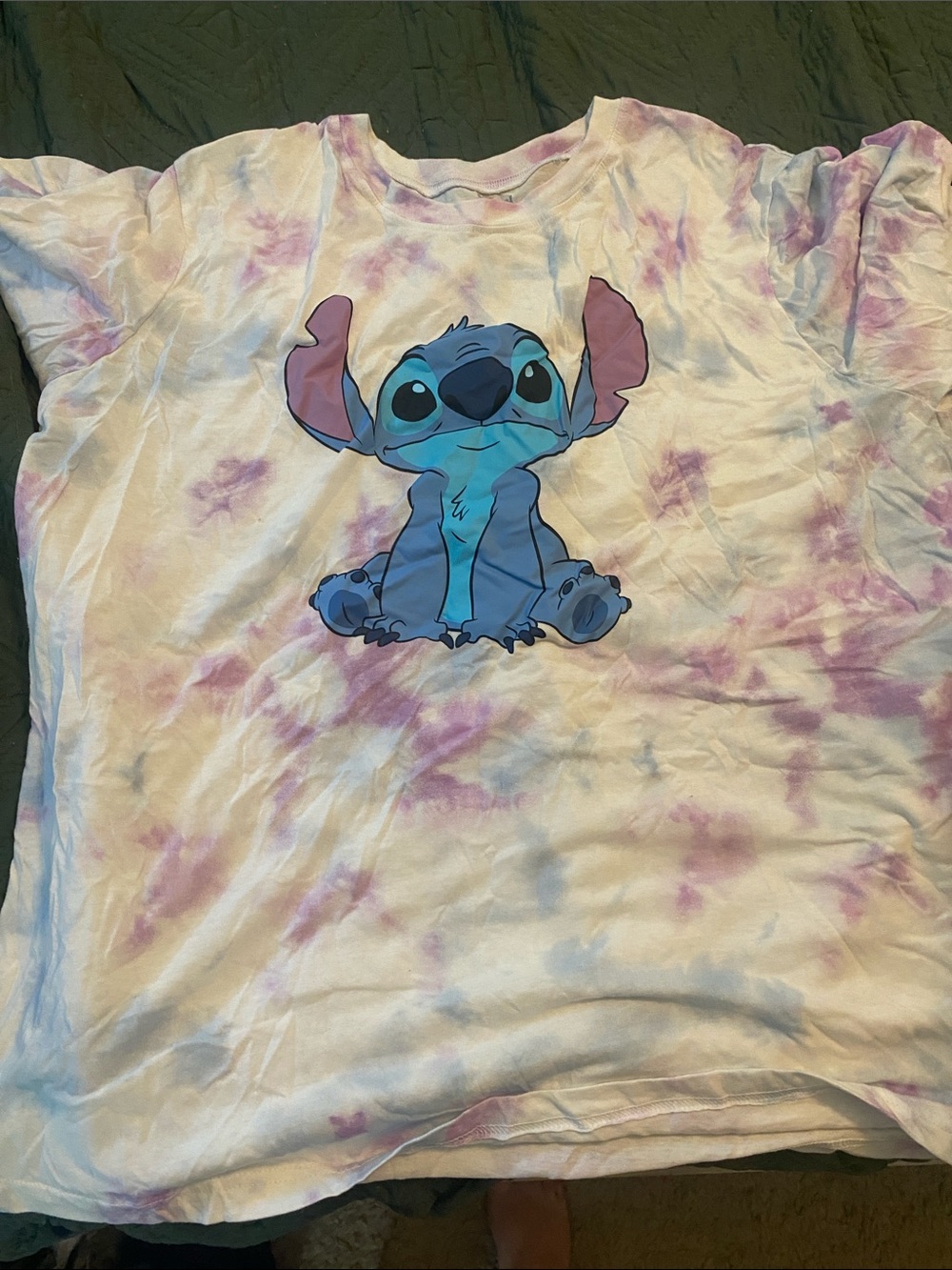 Stitch Graphic Tie-Dye Short Sleeve Tee - White & Purple